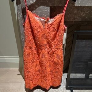 Trina Turk Orange Lace Sleeveless Dress